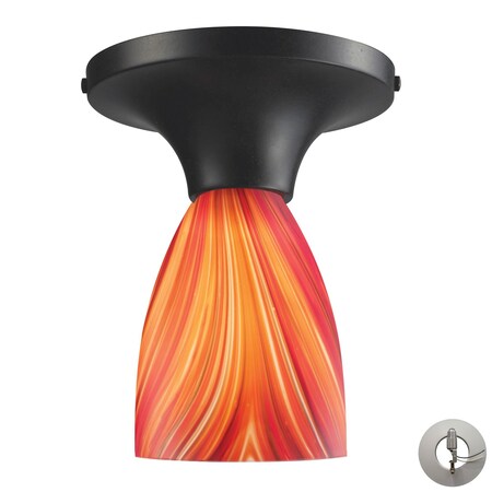 Elk Lighting Celina 1-Lght Semi Flsh Drk Rust w/Multi-colored Glass 10152/1DR-M-LA